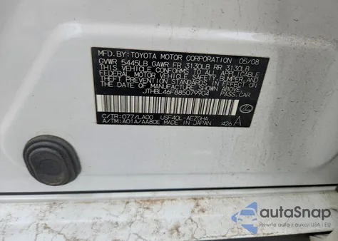 2008 Lexus Ls 460 from USA, damaged, VIN JTHBL46F885079904